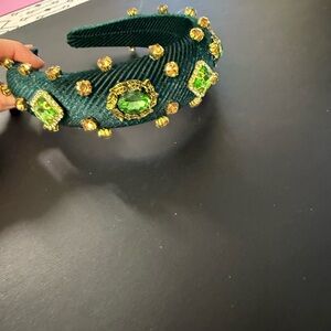 Green Embellished Headband ladies festive emerald green Christmas hair band